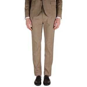 DANIELE ALESSANDRINI Men's Plaid Patterned Dress Pants Men Beige